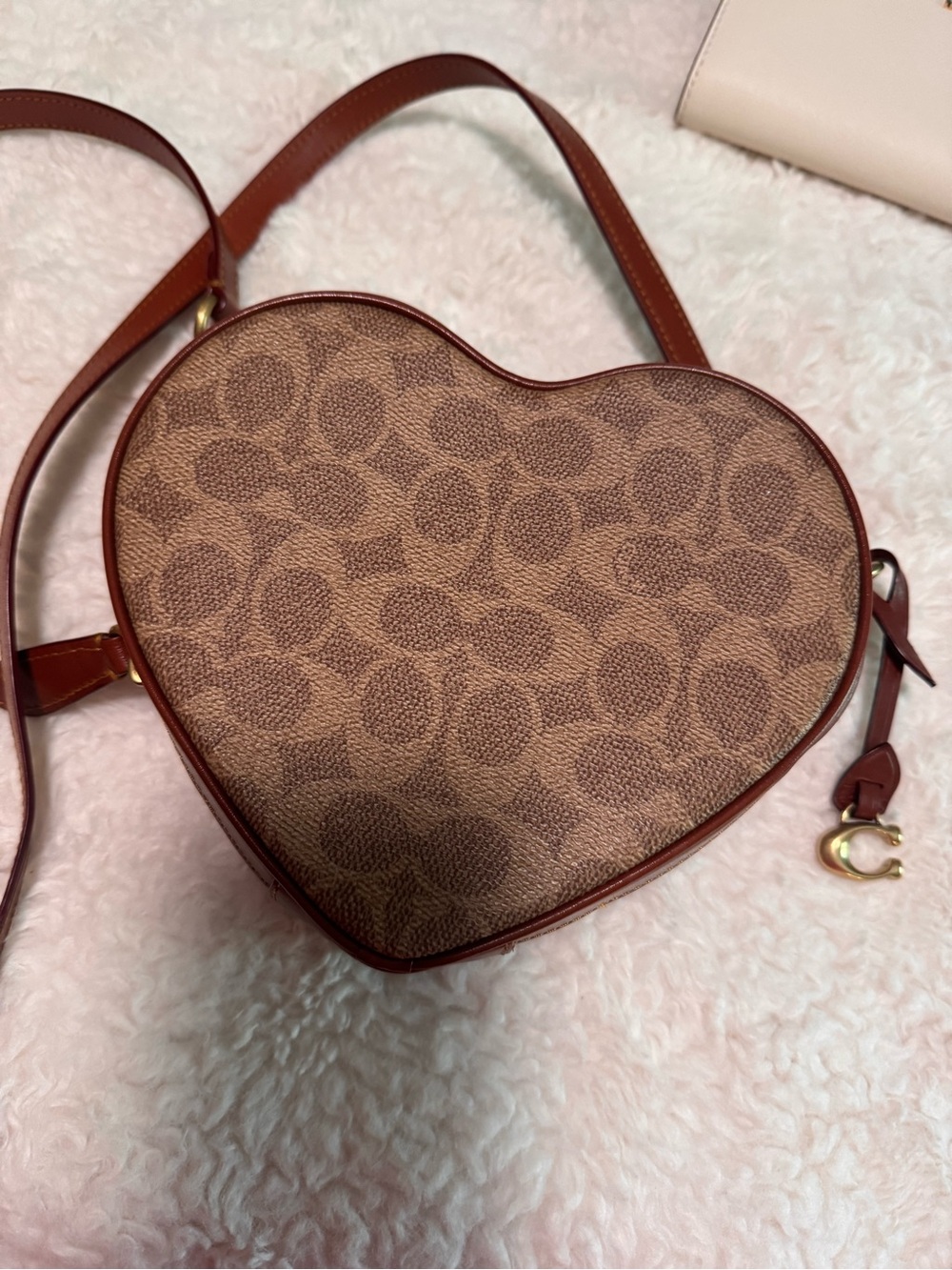 Coach Brown Signature Heart Crossbody Bag